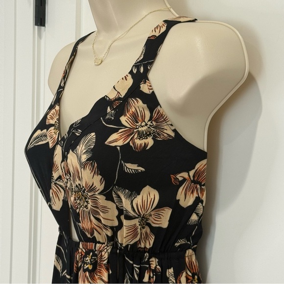 Saltwater Luxe Floral Jumpsuit Cropped Wide Leg Black Small Boho Hippie Beachy - Picture 8 of 12